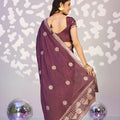 Wine Purple Embroidered Ready To Wear Saree Blouse Piece