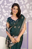 Elegant Bottle Green Embroidered Ready To Wear Saree Blouse Piece