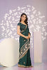 Elegant Bottle Green Embroidered Ready To Wear Saree Blouse Piece