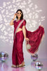 Stunning Wine Red Embroidered Ready To Wear Saree Blouse Piece