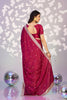 Stunning Wine Red Embroidered Ready To Wear Saree Blouse Piece