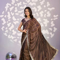 Chocolate Brown Embroidered Ready To Wear Saree Blouse Piece