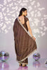 Chocolate Brown Embroidered Ready To Wear Saree Blouse Piece