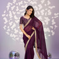 Elegant Purple Embroidered Ready To Wear Saree Blouse Piece