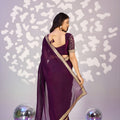 Elegant Purple Embroidered Ready To Wear Saree Blouse Piece