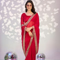 Elegant Red Embroidered Ready To Wear Saree Blouse Piece