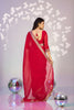Elegant Red Embroidered Ready To Wear Saree Blouse Piece