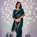 Elegant Teal Green Embroidered Ready To Wear Saree Blouse Piece