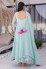 Elegant Mint Green Floral Embroidered Georgette Anarkali Suit with Full Sleeves for Wedding