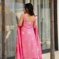 Lovely Pink Chanderi Embroidered Salwar Suit with Dupatta for Wedding
