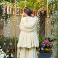 Charming Cream Mirror Work Chinon Sharara Suit with Dupatta for Wedding