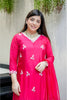 Latest Rani Pink Embroidered Muslin Salwar Suit with Dupatta for Wedding