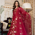 Fabulous Maroon Floral Embroidered Muslin Salwar Suit with Dupatta for Wedding