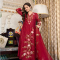 Fabulous Maroon Floral Embroidered Muslin Salwar Suit with Dupatta for Wedding