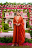 Fancy Rust Orange Embroidered Vichitra Silk Salwar Suit with Dupatta