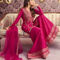 Wonderful Rani Pink Embroidered Chanderi Sharara Suit with Dupatta for Wedding
