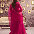 Wonderful Rani Pink Embroidered Chanderi Sharara Suit with Dupatta for Wedding
