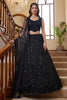 Gorgeous Black Embroidered Net Lehenga Choli Set with Net Dupatta