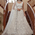 Elegant White Embroidered Net Lehenga Choli Set with Net Dupatta