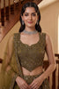 Precious Golden Embroidered Net Lehenga Choli Set with Net Dupatta
