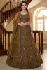Precious Golden Embroidered Net Lehenga Choli Set with Net Dupatta