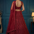 Fancy Red Embroidered Net Lehenga Choli with Dupatta