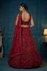 Fancy Red Embroidered Net Lehenga Choli with Dupatta