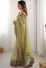 Pista Green Organza Saree Gold Butti Embroidered Border Party Wear