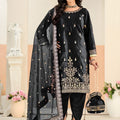 Elegant Black Embroidered Velvet Salwar Suit with Dupatta for Festive Wear