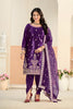 Superb Purple Embroidered Velvet Salwar Suit with Dupatta for Festive Wear