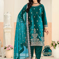 Stylish Rama Green Embroidered Velvet Salwar Suit with Dupatta for Festive Wear