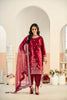Trendy Red Embroidered Velvet Salwar Suit with Dupatta for Festive Wear