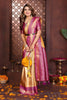 Elegant Yellow Banarasi Tissue Silk Saree with Purple Blouse for Wedding