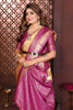 Elegant Yellow Banarasi Tissue Silk Saree with Purple Blouse for Wedding