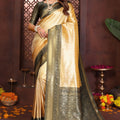 Premium Yellow Banarasi Tissue Silk Saree with Green Blouse for Traditional Wear