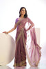 Mauve Embroidered Net Saree with Heavy Golden Border