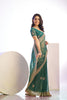 Green Embroidered Net Saree with Heavy Golden Border