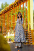 Elegant Blue and Cream Floral Printed Cotton Silk Readymade Kurti for Casual Wear