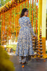 Elegant Blue and Cream Floral Printed Cotton Silk Readymade Kurti for Casual Wear