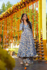 Elegant Blue and Cream Floral Printed Cotton Silk Readymade Kurti for Casual Wear