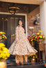 Stylish Brown and Cream Floral Printed Cotton Silk Readymade Kurti for Casual Wear