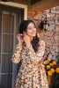 Stylish Brown and Cream Floral Printed Cotton Silk Readymade Kurti for Casual Wear