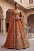 Royal Rust Orange Heavy Embroidered Silk Lehenga Choli with Dupatta for Wedding