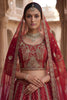Traditional Red Heavy Embroidered Silk Bridal Lehenga Choli with Net Dupatta for Wedding