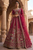 Designer Rani Pink Heavy Embroidered Silk Bridal Lehenga Choli with Net Dupatta