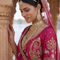Glorious Rani Pink Heavy Embroidered Silk Bridal Lehenga Choli with Net Dupatta for Wedding