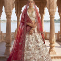 Stylish Off-White Heavy Embroidered Silk Bridal Lehenga Choli with Net Dupatta for Wedding
