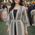 Elegant Black Heavy Embroidered Chinon Party Wear Gown with Jacket