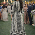 Elegant Black Heavy Embroidered Chinon Party Wear Gown with Jacket