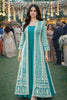 Superb Teal Green Heavy Embroidered Chinon Party Wear Gown with Jacket